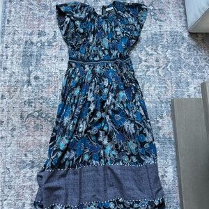 ULLA JOHNSON Floral Blue and Black Maxi Dress
